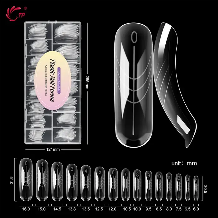 TP 150 pièces formes d'ongles cercueil incurvées longues moule à ongles clair pour Gel d'ongle Poly Extension acrylique