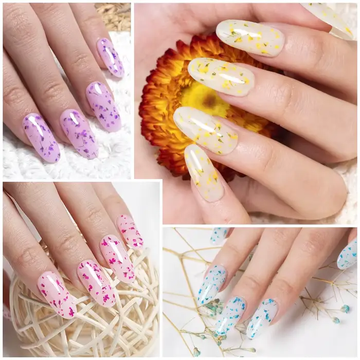 Vernis à ongles gel PUENTE 5ml Flower Fairy rose bleu violet avec fleurs séchées naturelles pour nail art