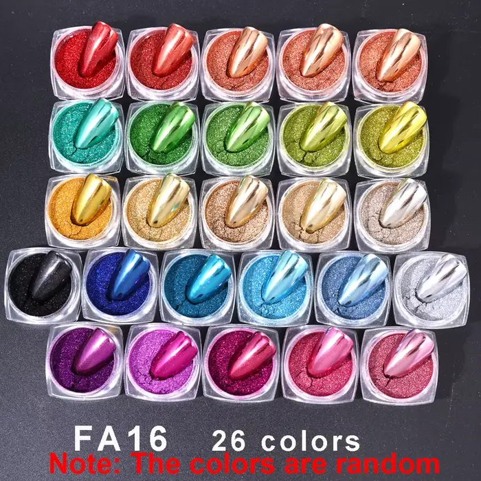 Poudre chromée pour ongles, 24/26/45 couleurs, or, argent, effet miroir métallique, matériau hologra