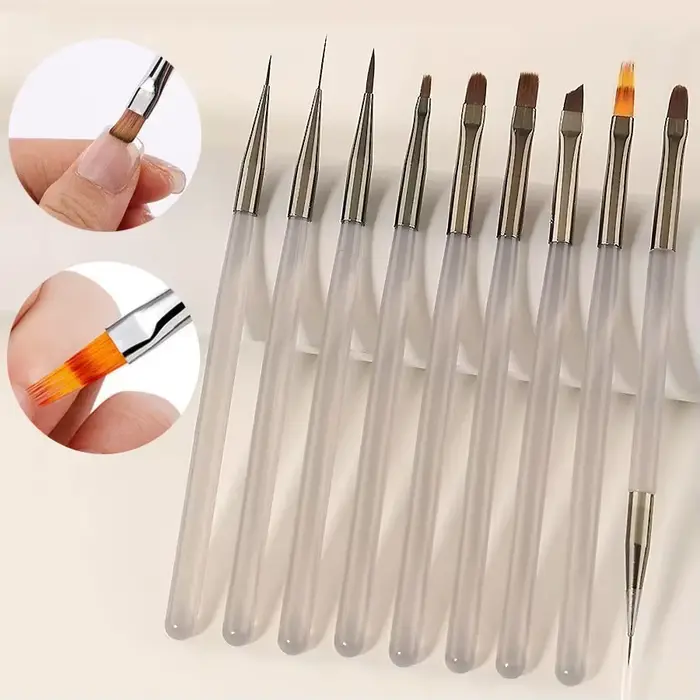 LINMANDA – ensemble de 9 pinceaux gris pour nail art