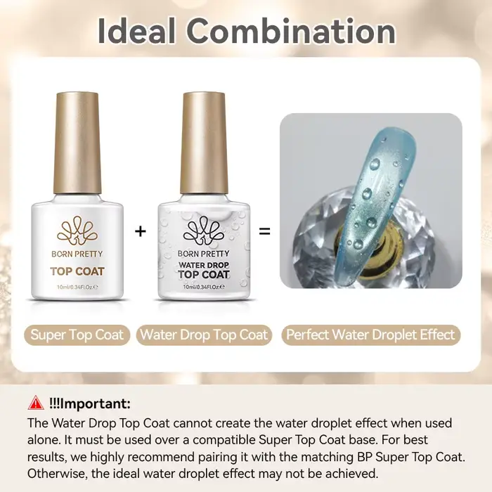 Nouveau 2026 10ml Top Coat Goutte d'Eau Transparent pour Ongles