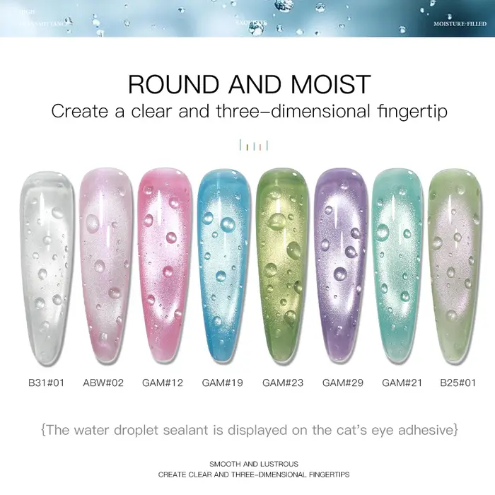 Lot de 2 vernis à ongles gel 3D effet goutte d'eau 15ml – Top Coat transparent sans résidu pour designs estivaux