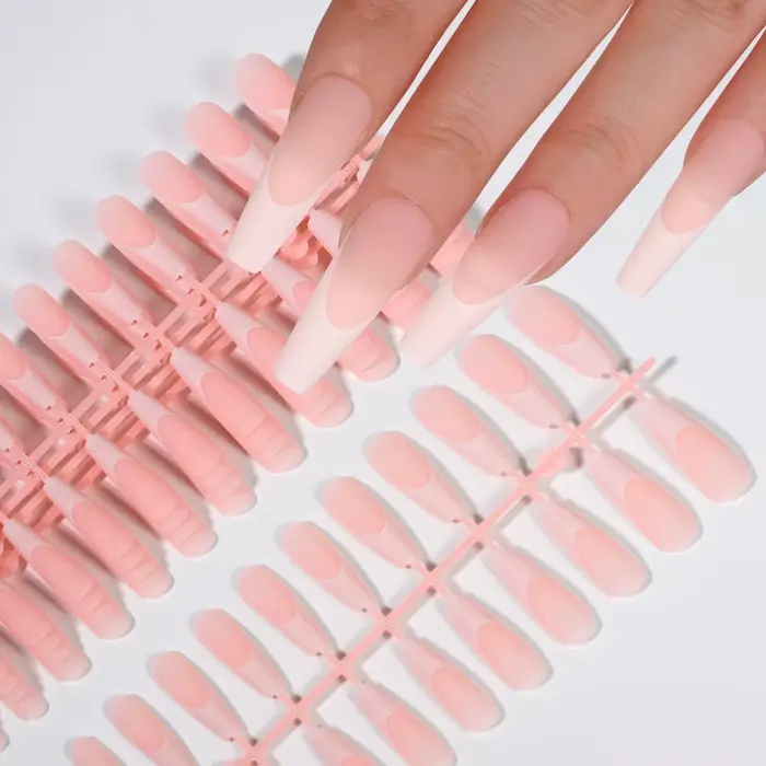 Faux-ongles en Gel français noir, 120 pièces, longs cercueil mats, à pression, 12 tailles, pré-durab