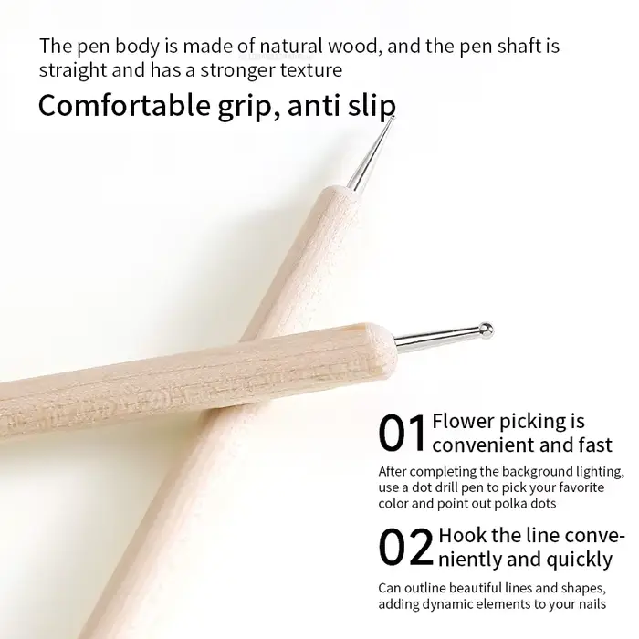 Perceuse à ongles en bois à double tête en acier inoxydable