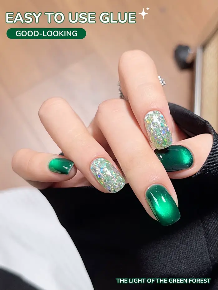 XEJAYI 2 pièces 15ml vert oeil de chat Gel vernis à ongles ensemble, UV LED trempage Gel à ongles, s