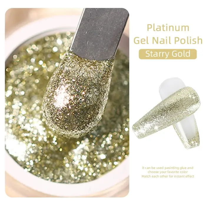 Verhéritage à Ongles Gel Pailmétrage, Platine Brillante, Flashing Nail Art, Soak Off UV, Semi-Continu, Hybride, Verhéritage VarjuvenLacquer, 5ml, Nouveau