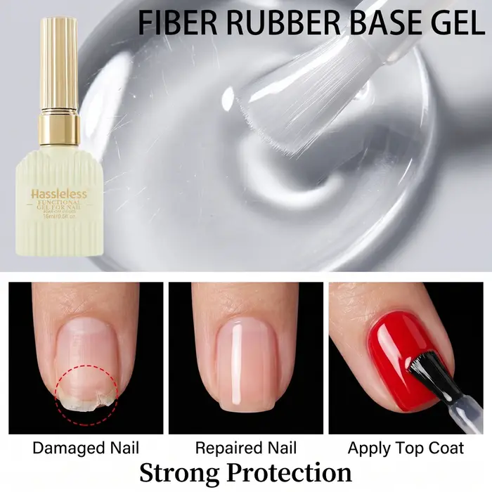 Gel de base en fibre de caoutchouc Hassleless 15ml