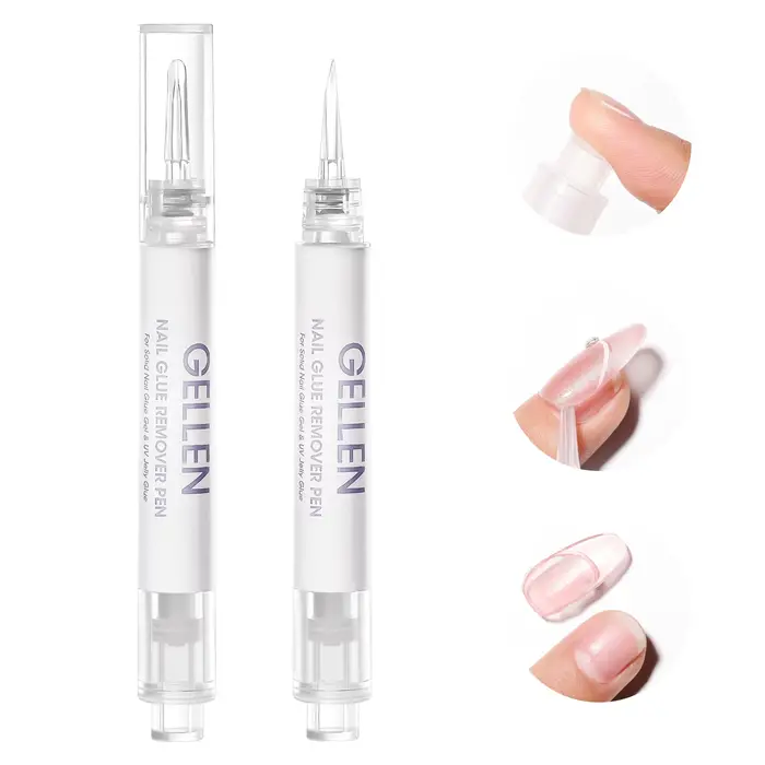 Stylo Dissolvant de Colle à Ongles GELLEN, Lot de 2, Dissolvant Rapide pour Faux Ongles à Presser, G