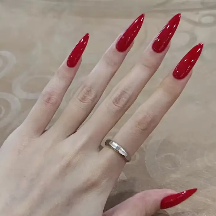 24 pièces bleu foncé papillon Y2k faux ongles épicés filles dégradé français pointu faux ongles pres
