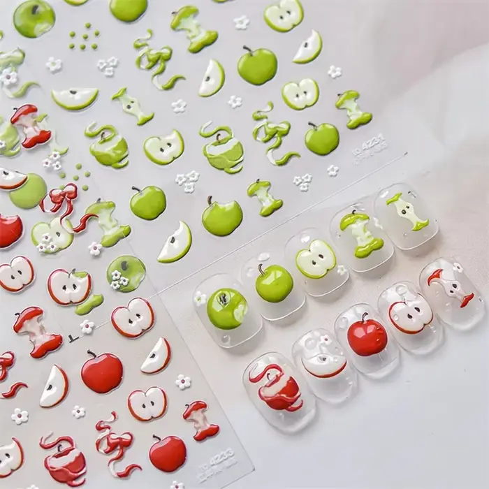 Autocollants pour ongles en gelée de fruits mignons 5D