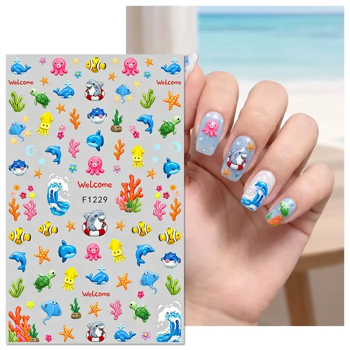 Autocollants et décalcomanies pour ongles thème Plage d'été