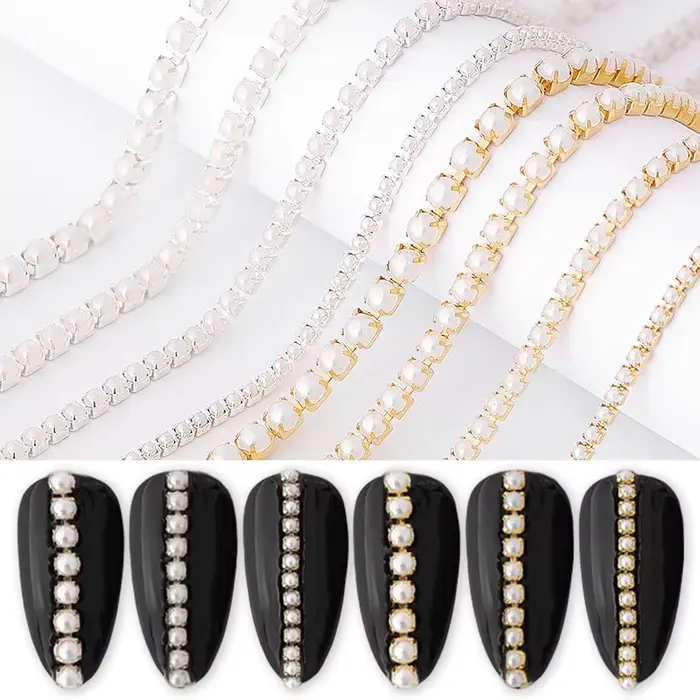 Chaîne d'ongles en cristal strass