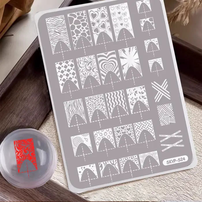 Plaques de stamping pour ongles, motifs léopard, style français, style chinois, style français en fo