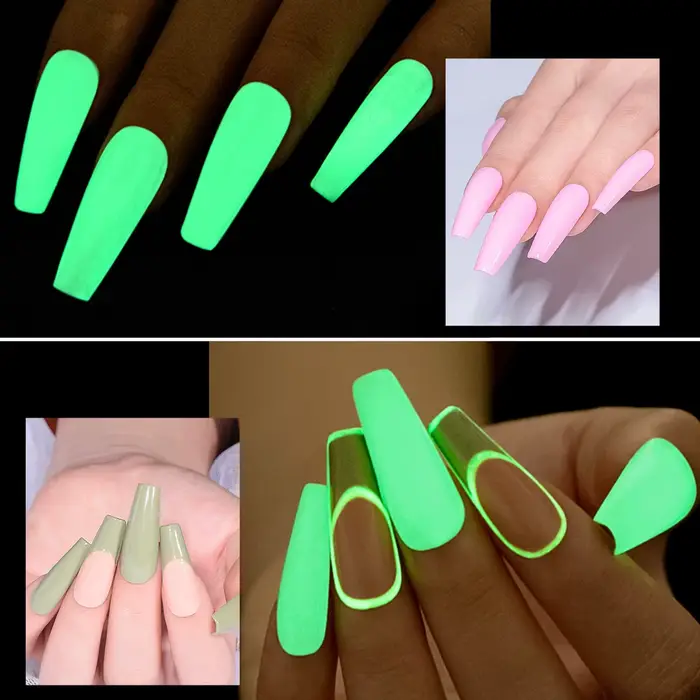 FOUR LILY 10ml Top Coat Lumineux Sans Résidu Gel Vert Phosphorescent Vernis à Ongles DIY Salon à Domicile Cadeau Festif Pour la Saint-Valentin
