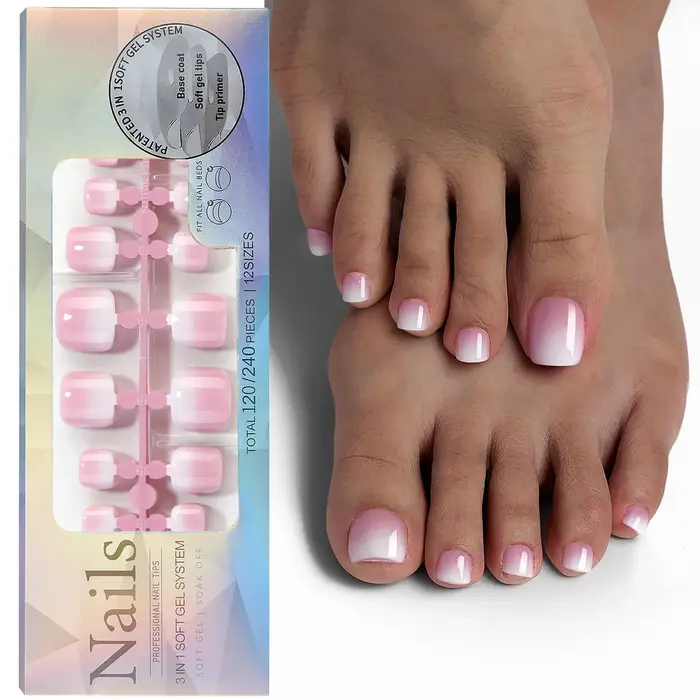 120 pièces faux ongles nus rose court carré ligne française faux ongles détachables presse sur les ongles acryliques doux ongles conseils