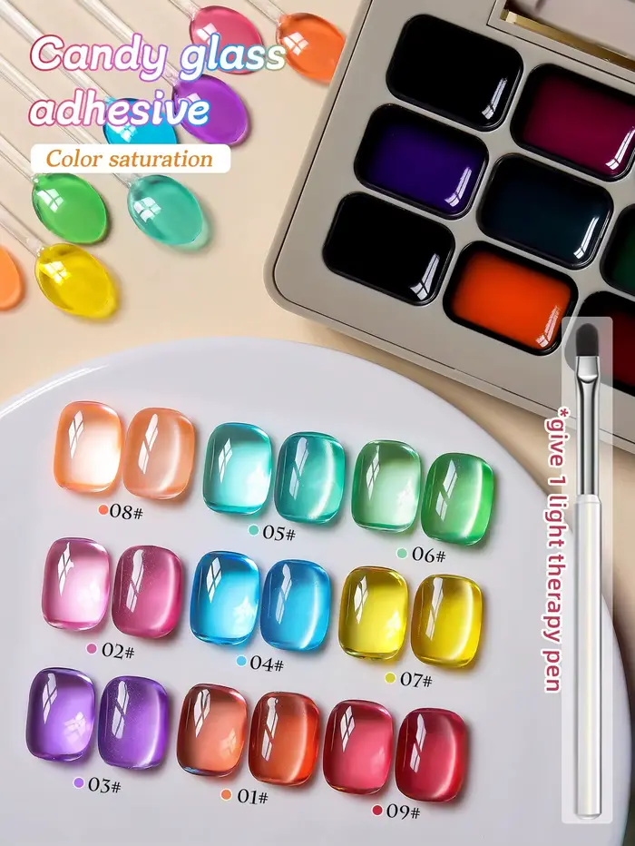 Ensemble de 9 pièces de vernis à ongles de couleur d'art d'ongle de printemps 2025, cadeau d'art d'o