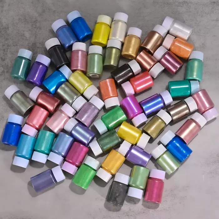 1 boîte de poudre à ongles en perles chromées rose cerise