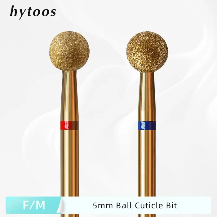 HYTOOS 5mm boule cuticule propre foret à ongles, titane russe diamant ongles Bits nettoyant pour ong