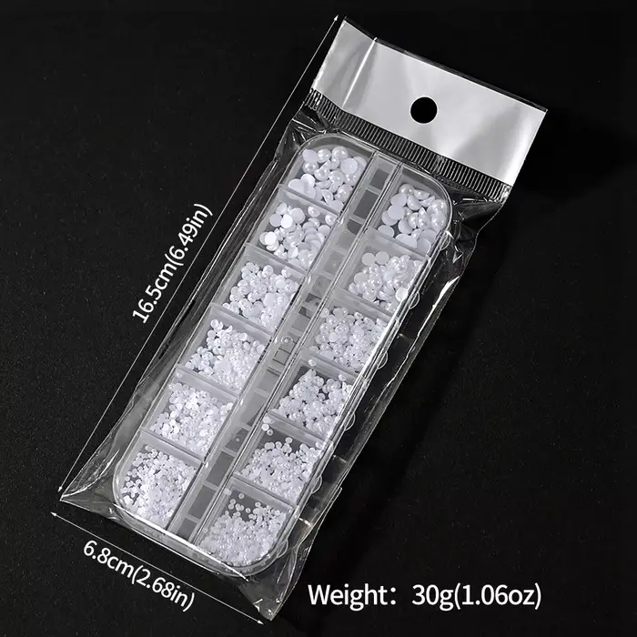 Ensemble de 12 boîtes de breloques pour ongles en perles japonaises, 1.5-5mm, strass 3D mixtes compl
