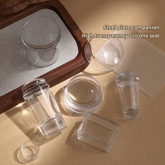 Kit d'estampage pour vernis à ongles en Silicone Transparent, modèles de pochoirs pour manucure fran