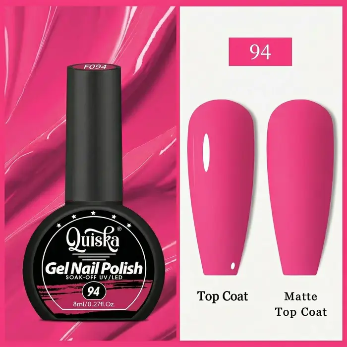 Vernis à ongles fluorescent Quiska 8 ml — Série Néon | Convient à toutes les saisons | Gel durci aux UV | Formule à