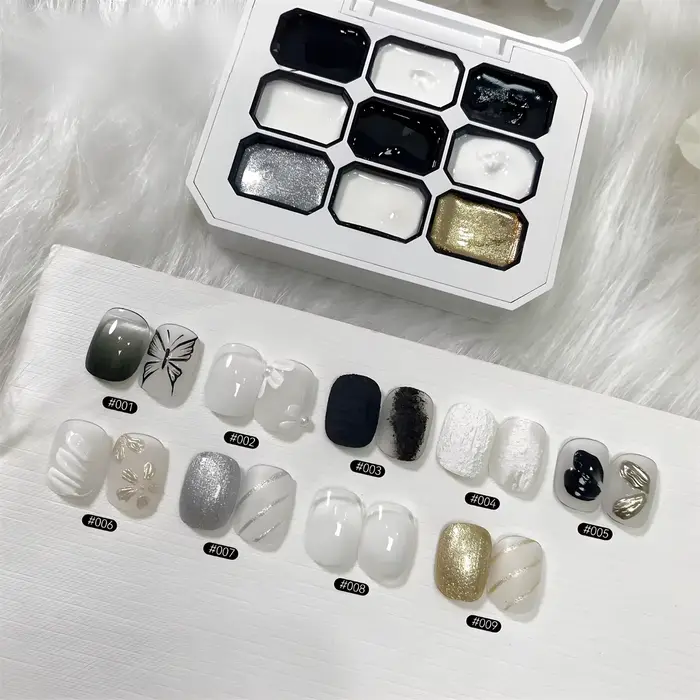1 pièce de gel vernis à ongles solide noir et blanc
