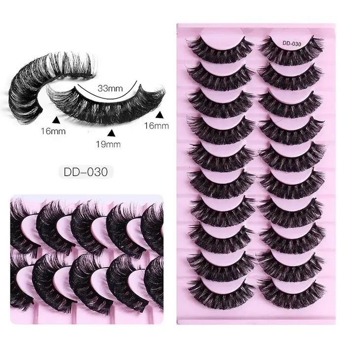 10 paires de cils à bande russe DD Curl