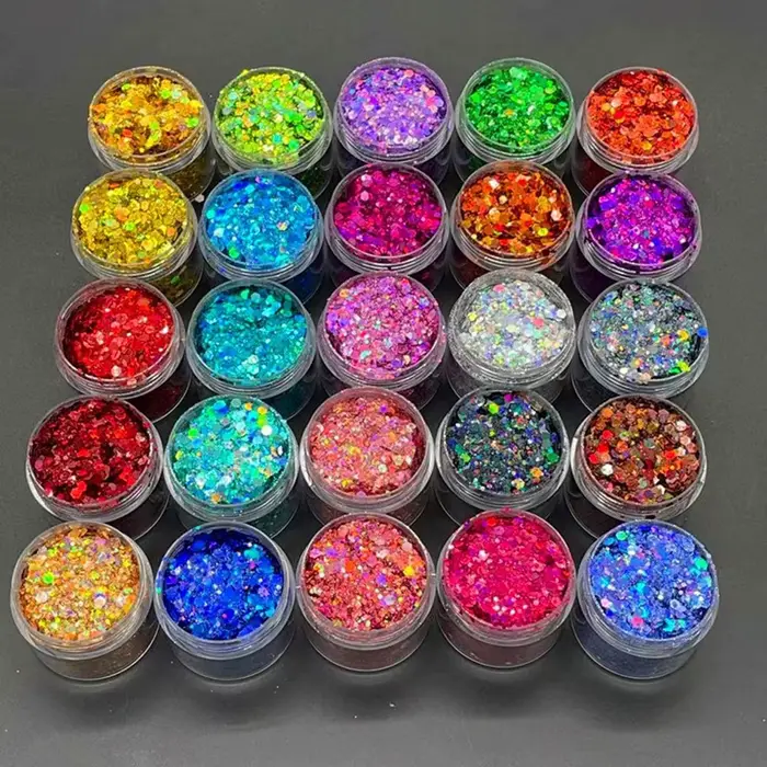 Paillettes laser holographiques pour ongles, 24 couleurs au total