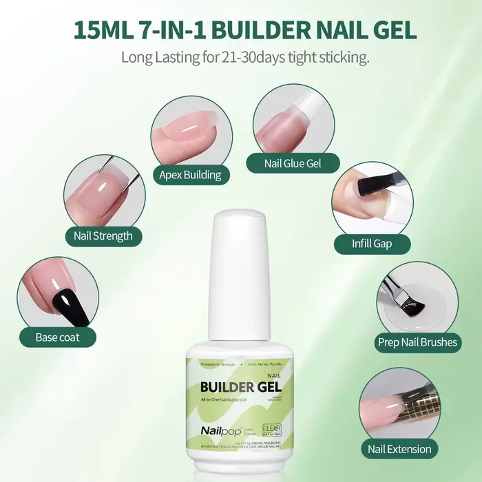 Nailpop Gel Constructeur 15ml pour Apex et Extension des Ongles