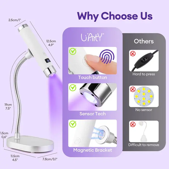 Sèche-ongles Portable UV, lampe à ongles en Gel Rechargeable avec tuyau Flexible, lumière de thérapi