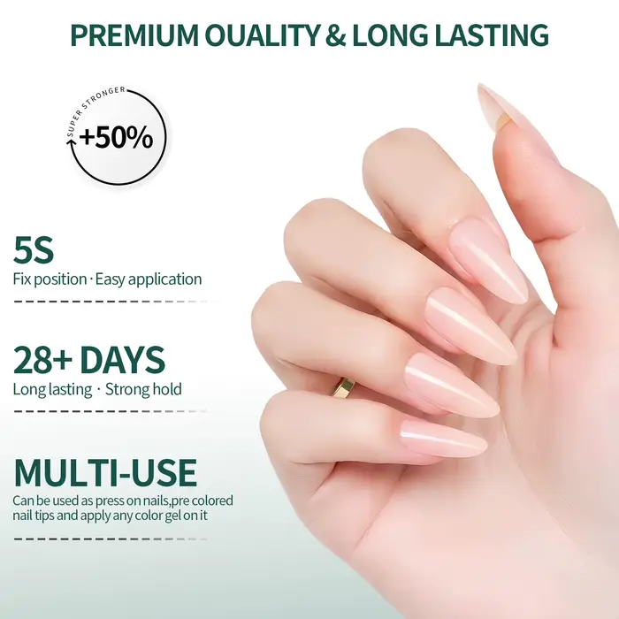 NAILPOP 4 formes 112 pièces couleur nue presse sur ongles naturel pré-coloré Gel