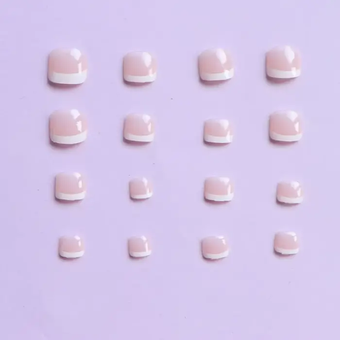 24 pièces ongles d'orteil courts carrés roses faux ongles d'orteil presse sur les ongles d'orteil fa