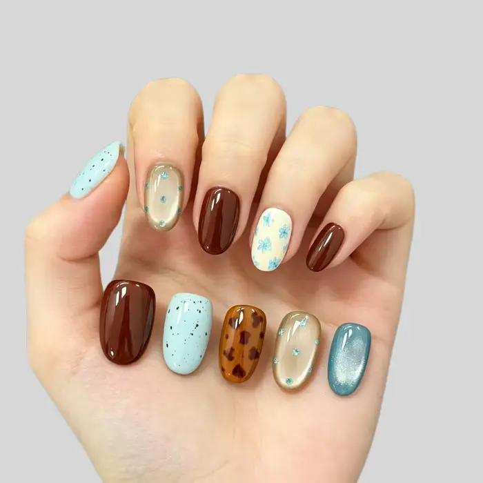 30 faux ongles turquoise