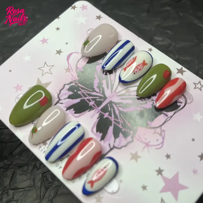 10 pièces presse à la main sur les ongles peints