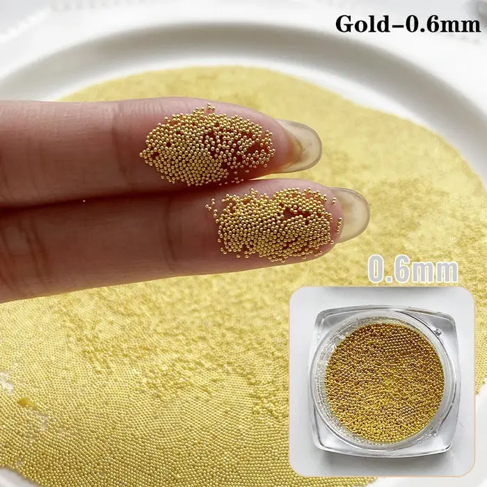 0.4mm-1.5mm 3D acier minuscule Nail Art décoration or argent boule d'acier
