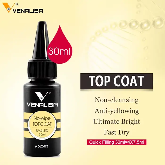 Nouveau manucure Venalisa 30ml 1oz Nowipe couche de finition tremper LED UV vernis à ongles Gel