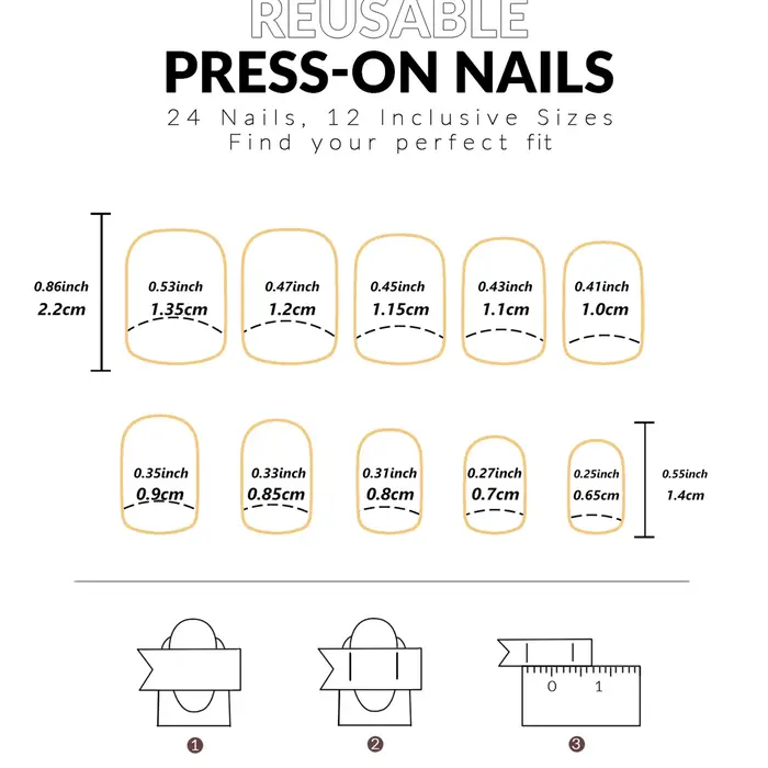 Faux ongles courts et carrés