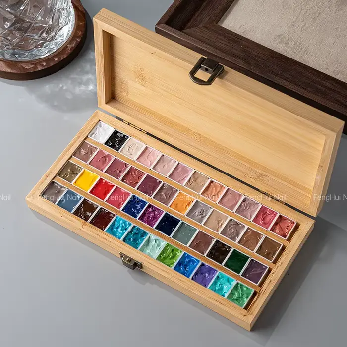 48 Couleurs/Boîte Gel de Peinture à Tapoter pour Ongles UV LED Soak Off, Vernis Gel Dégradé, Palette