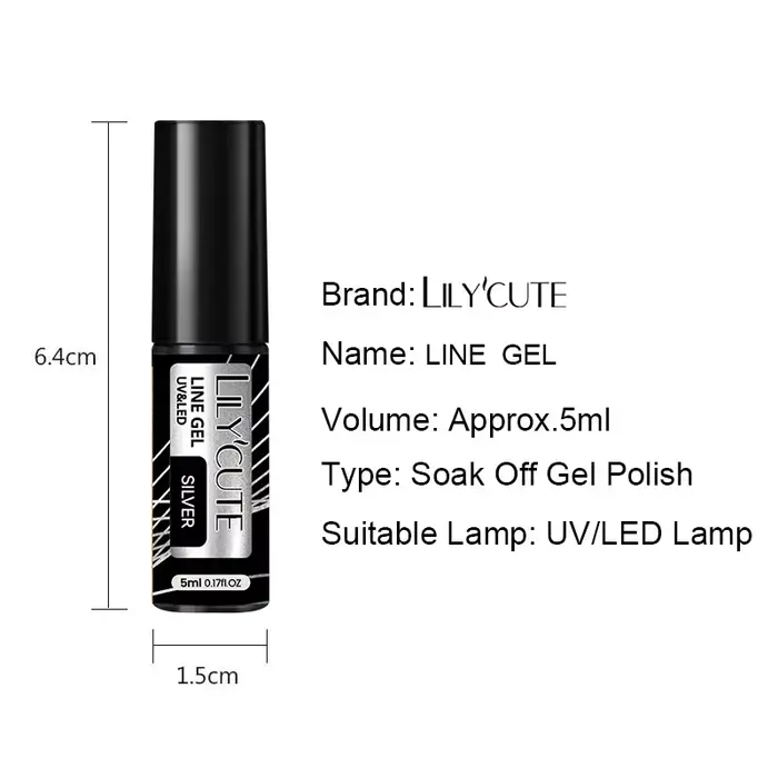 LILYCUTE 5ml vernis Gel métallique peinture Liner Super brillant or argent miroir Gel