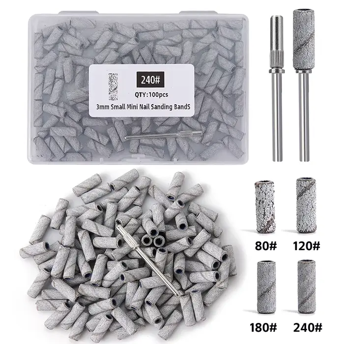 Bandes de ponçage des ongles de 3mm, grain 80/120/180/240, Mini foret à ongles électrique, accessoir