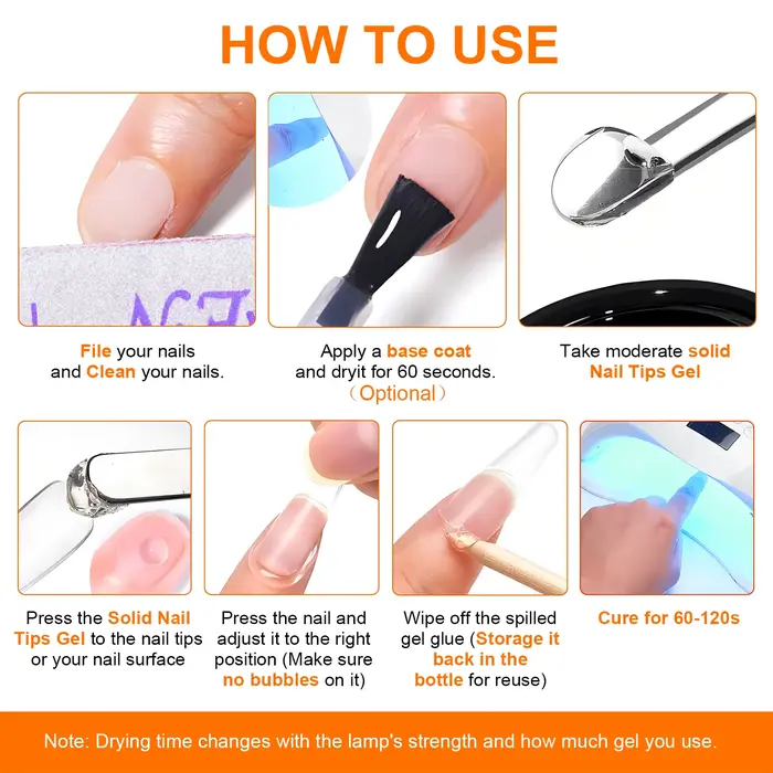 TWOING 8g clair solide ongles conseils Gel longue durée forte adhérence UV/LED Gel de construction