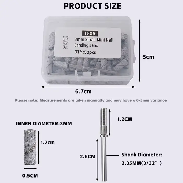 50/100 pièces 3mm petites bandes de ponçage des ongles ensemble pour forage des ongles fraisage manu