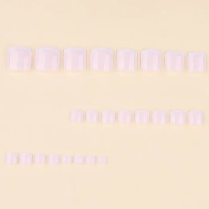 Faux ongles de pieds blancs français 24 pièces