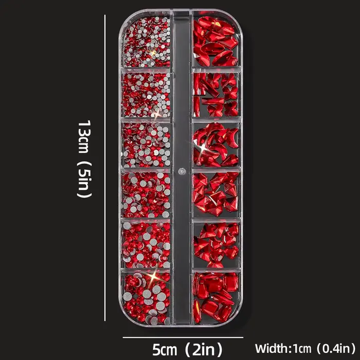 12 grilles 3D noël rouge forme aléatoire Nail Art strass verre scintillant Flatback diamant