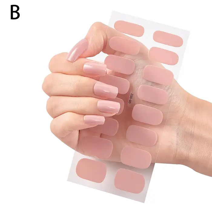Autocollant pour ongles en Gel Semi-durci, couleur Pure, lampe UV LED, couverture de manucure, imper