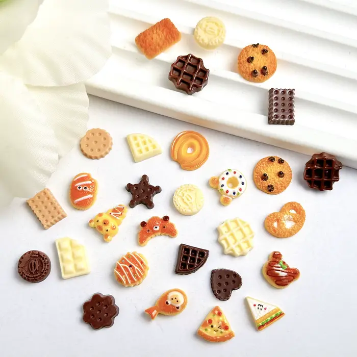 Ours créatif crème glacée chocolat Nail Art accessoires mignon simulé sourire Sandwich étoile Biscui