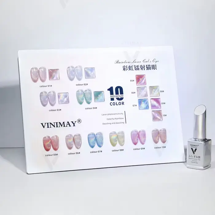 VINtenstein-Ensemble de vernis à ongles, gel UV, arc-en-ciel, laser, œil de chat, paillettes, laque 