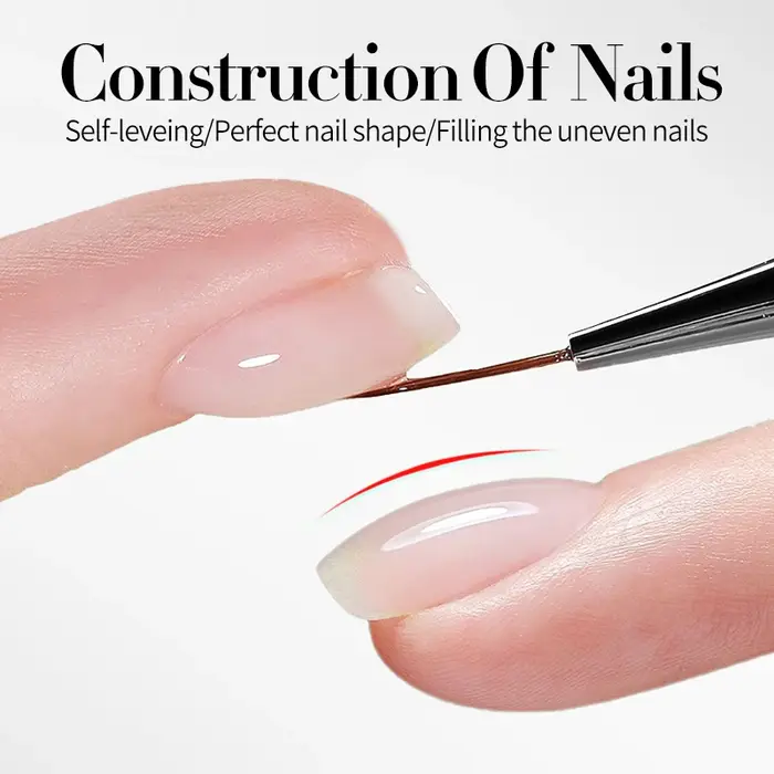 UR SUGAR 15ml Gel de base en caoutchouc fibres transparent, gel de réparation et de renforcement, gel UV LED à retirer par trempage pour ongles cassés et fragiles, manucure