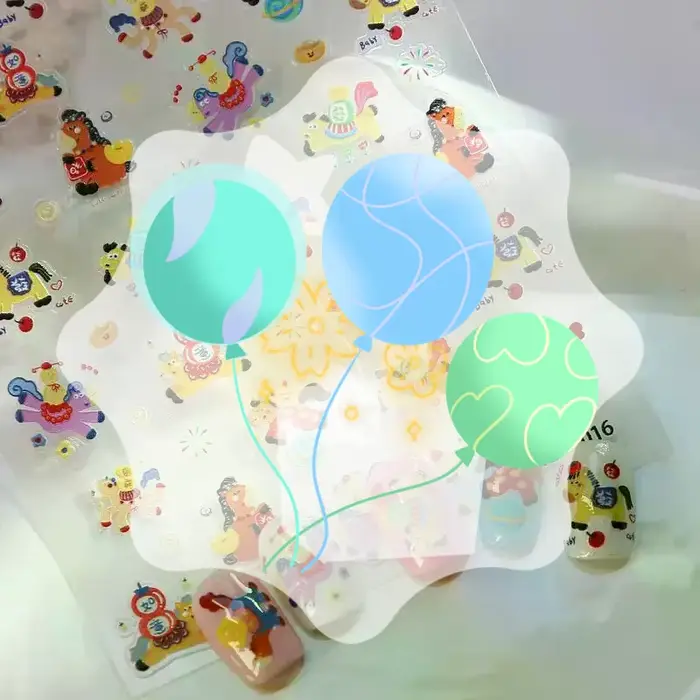 Autocollants 3D pour ongles motif cheval de dessin animé