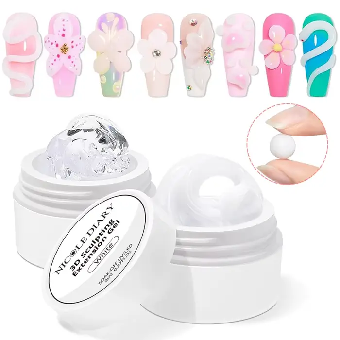 NICOLE DIARY blanc antiadhésif Extension de main Gel vernis à ongles pour 3D façonnage sculpture fleur bricolage Nail